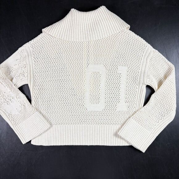 Anthropologie‎ Daily Practice Zip Oversized Sweater XS Fisherman Coastal Sporty - Picture 7 of 8